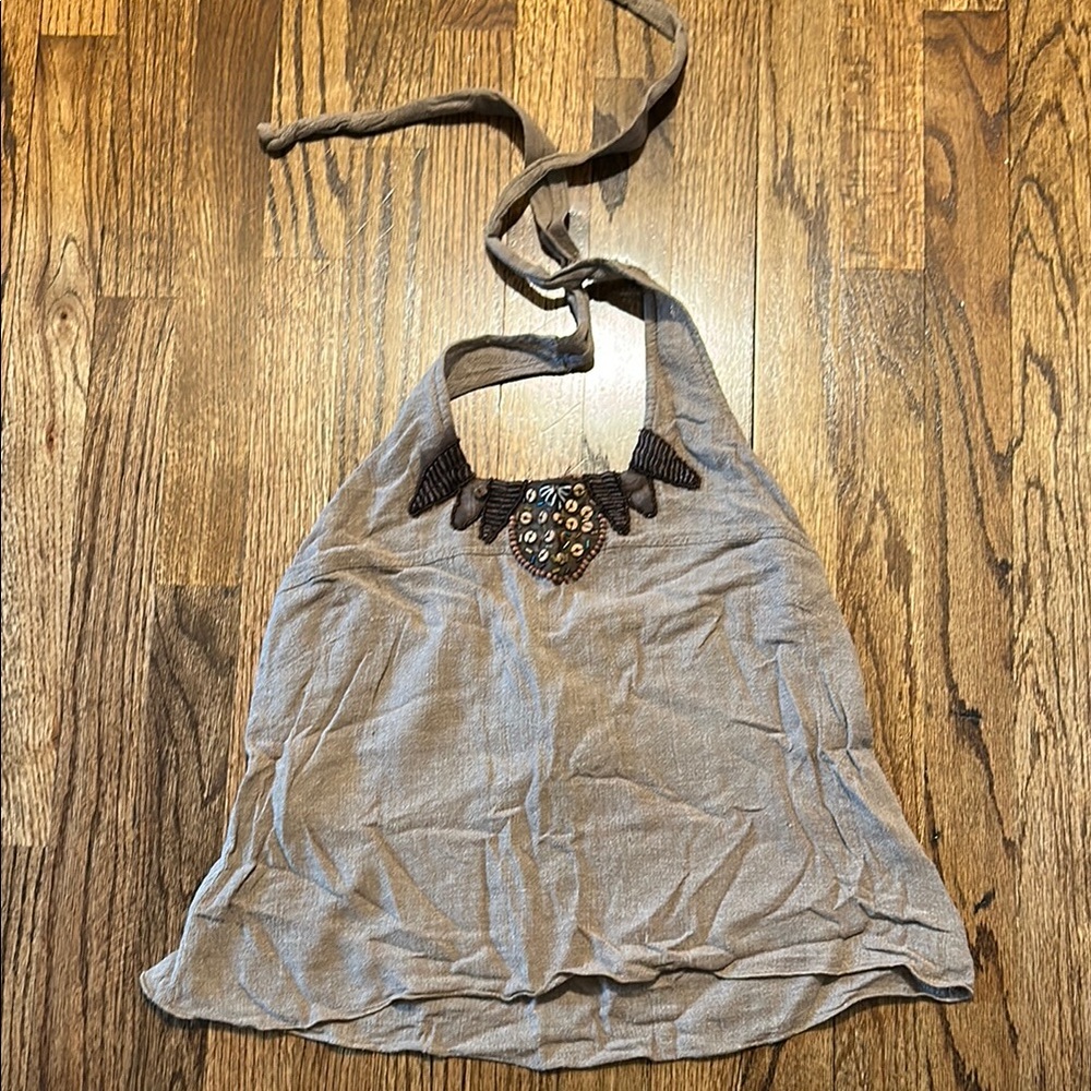 Free People Embellished Backless halter top